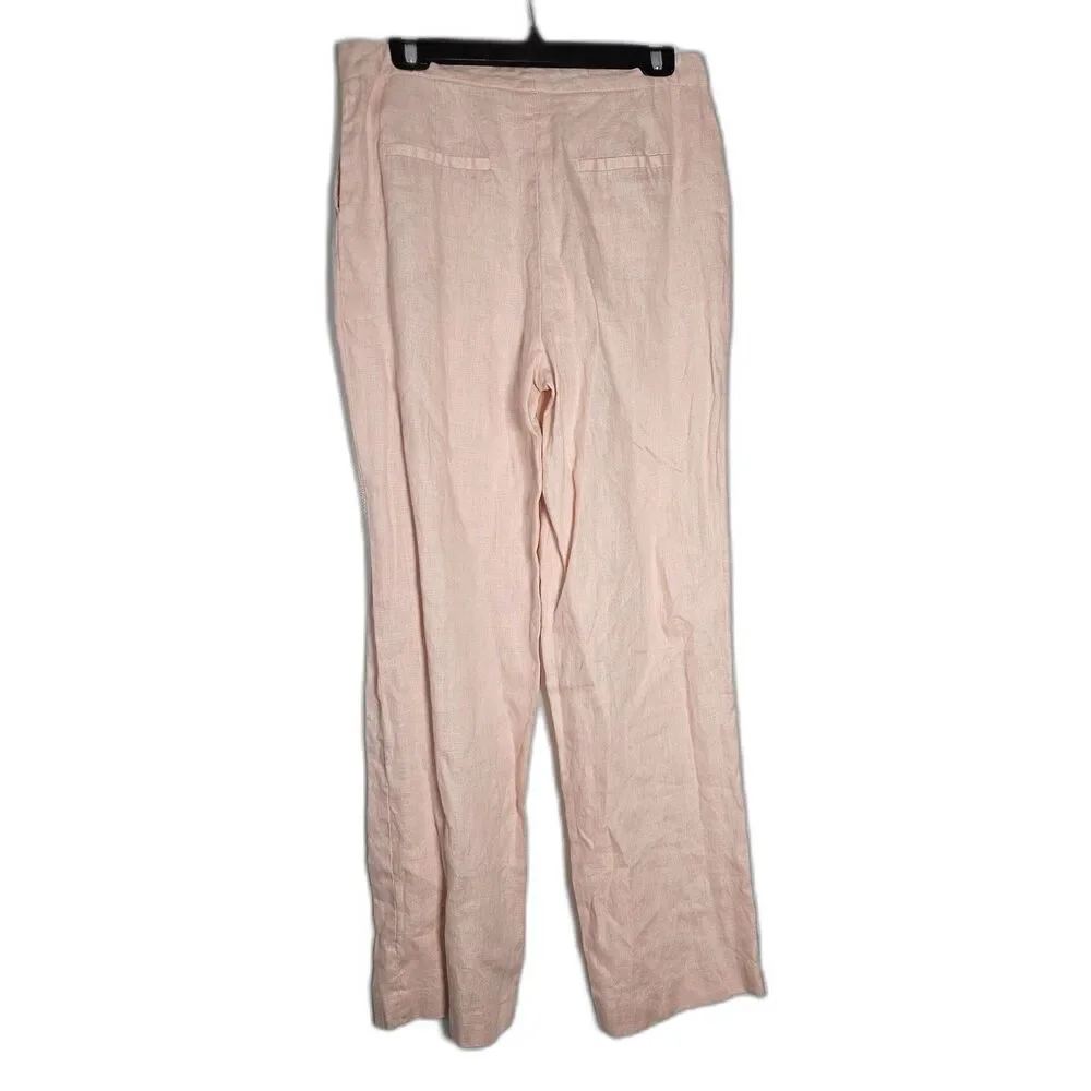 ZARA Powder Pink Blush Linen Slacks Size L